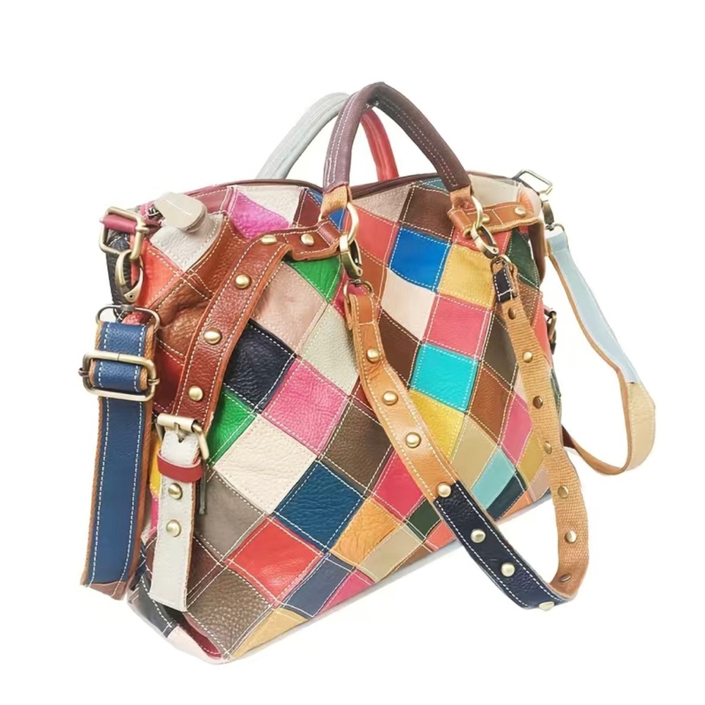 Leather Argyle Pattern Quilted Multicolor Unique Style Unbranded